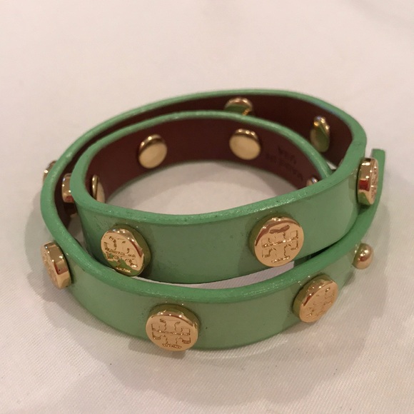 Mint Green and Gold Tory Burch Wrap Bracelet